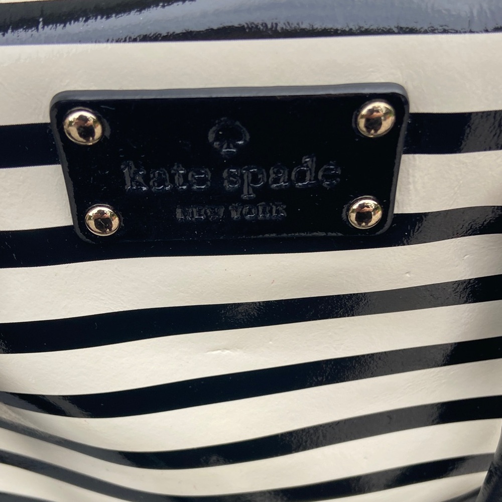 Kate Spade Black and Cream Striped Satchel - Picture 2 of 12